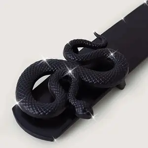 Black Snake Buckle Belts PU Leather Women'S Belts Vintage Costumes Jeans Belt Female Dress Waistband/