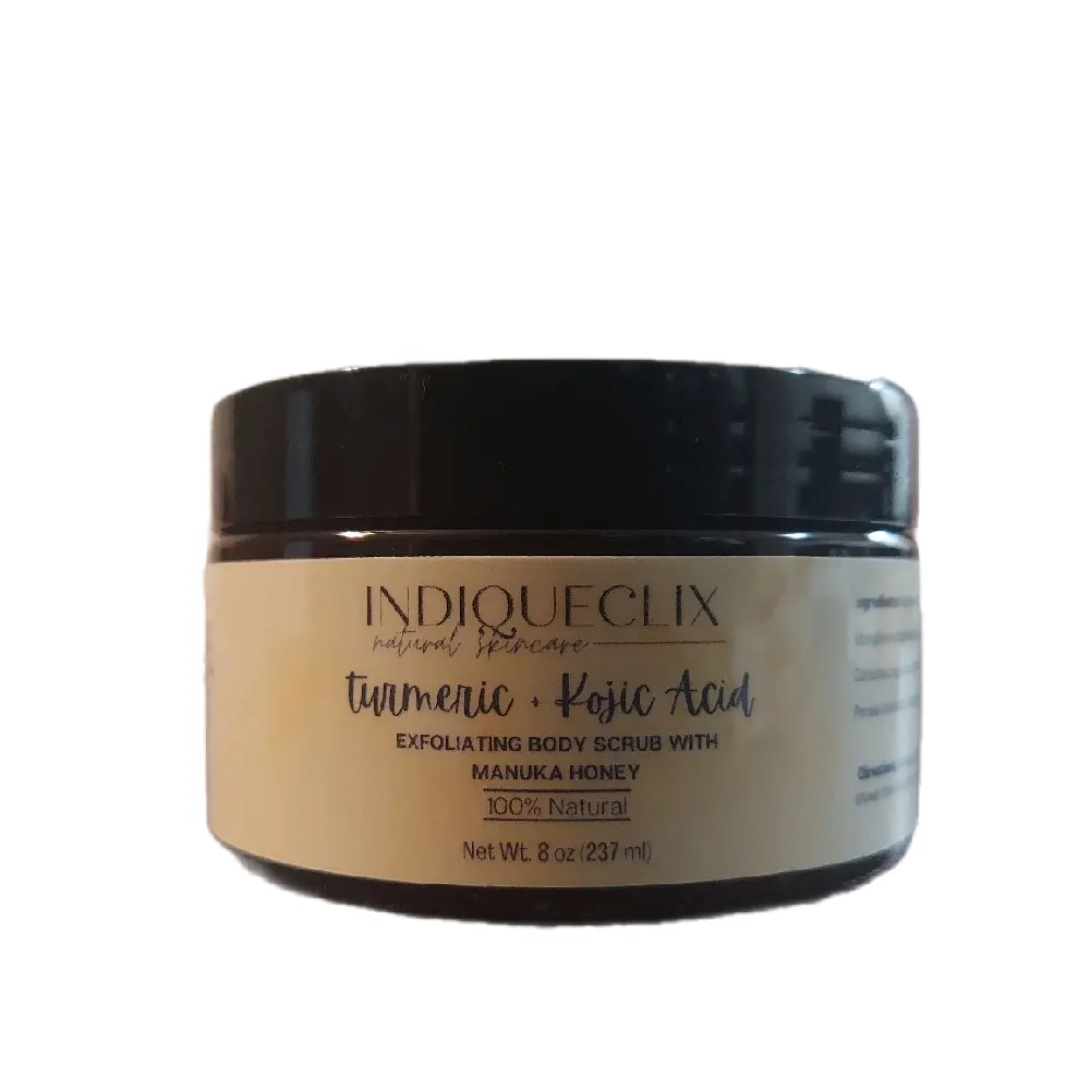 Turmeric and Kojic Acid Brightening Body Scrub with Manuka Honey Skin Exfoliator Body Care for hyperpigmentation skin exfoliator shea sugar Antibacterial Blend Vitamins Cosmetic Skincare Moisturizing
