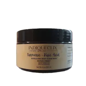 Turmeric and Kojic Acid Brightening Body Scrub with Manuka Honey Skin Exfoliator Body Care for hyperpigmentation skin exfoliator shea sugar Antibacterial Blend Vitamins Cosmetic Skincare Moisturizing
