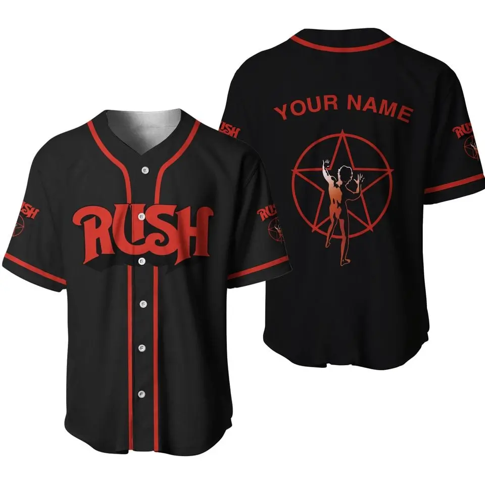 Rush Music Lover Personalized Baseball Jersey Custom Concert Style Shirt, Personalized Rush Fan Baseball Jersey Classic Rock Custom Gift For Men Women