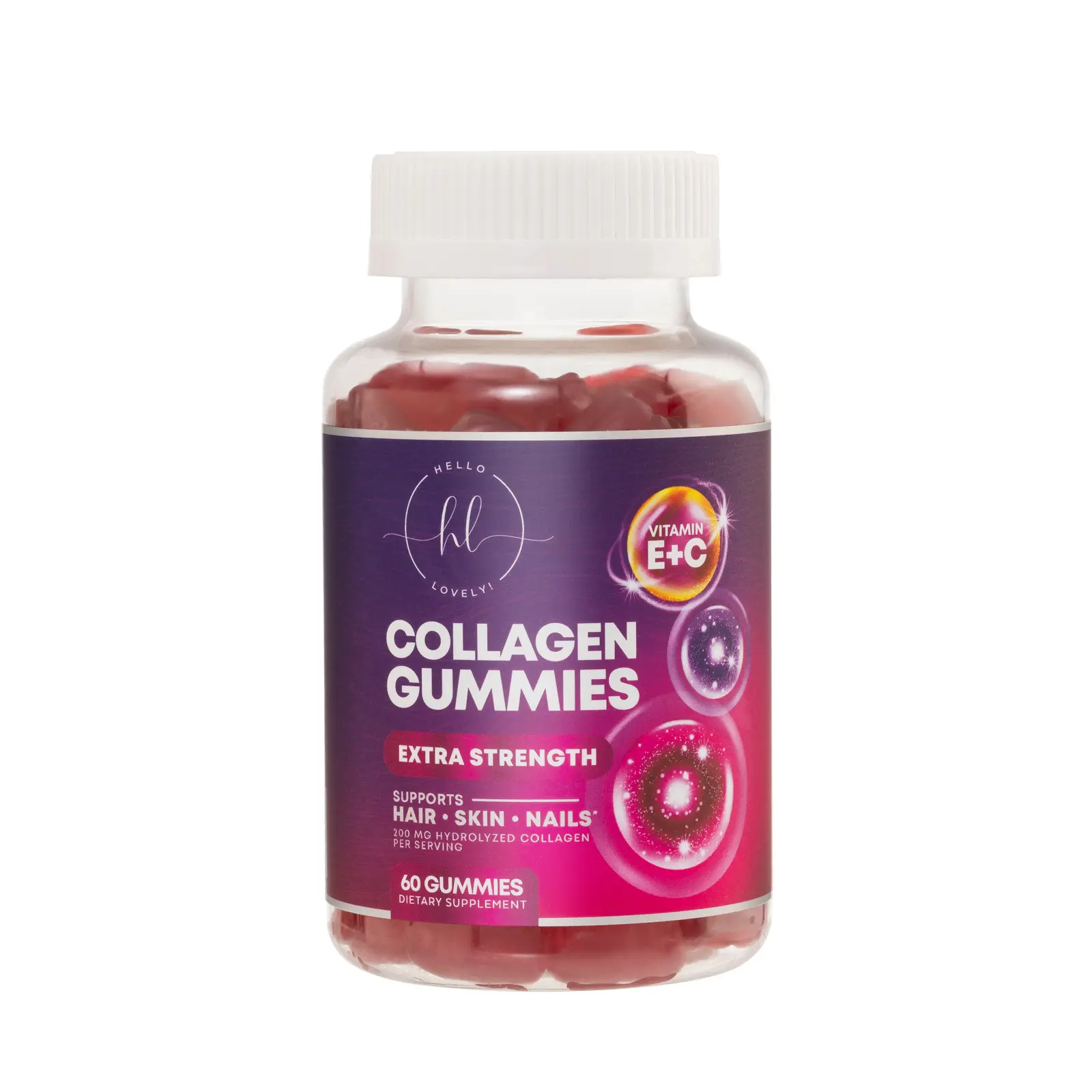 Collagen Peptides Gummies with 2500 mcg Biotin - Hydrolyzed Protein Type I & III Multi Collagen Supplement with Vitamin C & Zinc - Support for Hair, Skin, Nails, Tasty Pomegranate Flavor - 120 Gummies Dietary