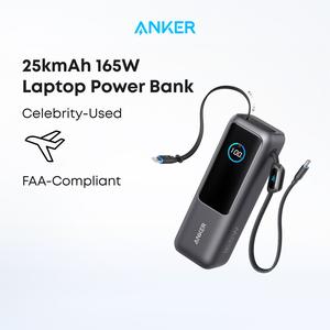 【Power Bank】Anker 165W 25,000mAh Laptop Power Bank, Portable Charger with Built-In Retractable USB-C Cable, 4-Device Fast Charging Battery Pack for Travel and Work,summerwins,FathersDayGift,#DealsForYouDays