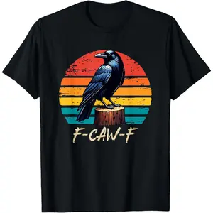 Vintage Retro Halloween F Caw F F-Caw-F Crow Graphic Humor T-Shirt