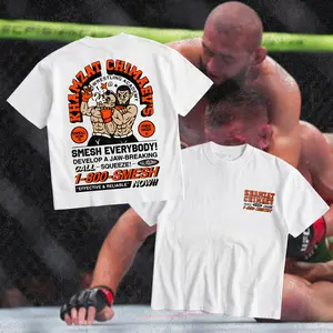 Khamzat Chimaev Smesh Everybody T-Shirt UFC Khamzat Borz Chimaev Tee Ultimate Fighting Championship Graphic Tee for UFC & Sports Fans Short Sleeve Crew Neck Retro Soft Cotton MMA Shirt Perfect Gift for UFC Fans MMA Fans American Made Fightwear