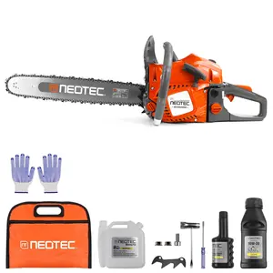 NEOTEC 62cc 2-Cycle Gas Powered Chainsaw 20 Inch Handheld Cordless Petrol Gas Chainsaw for Backyard Storm Cleanup Tree Wood Firewood Cutting with Ergonomic Handle and Low Kickback Chain