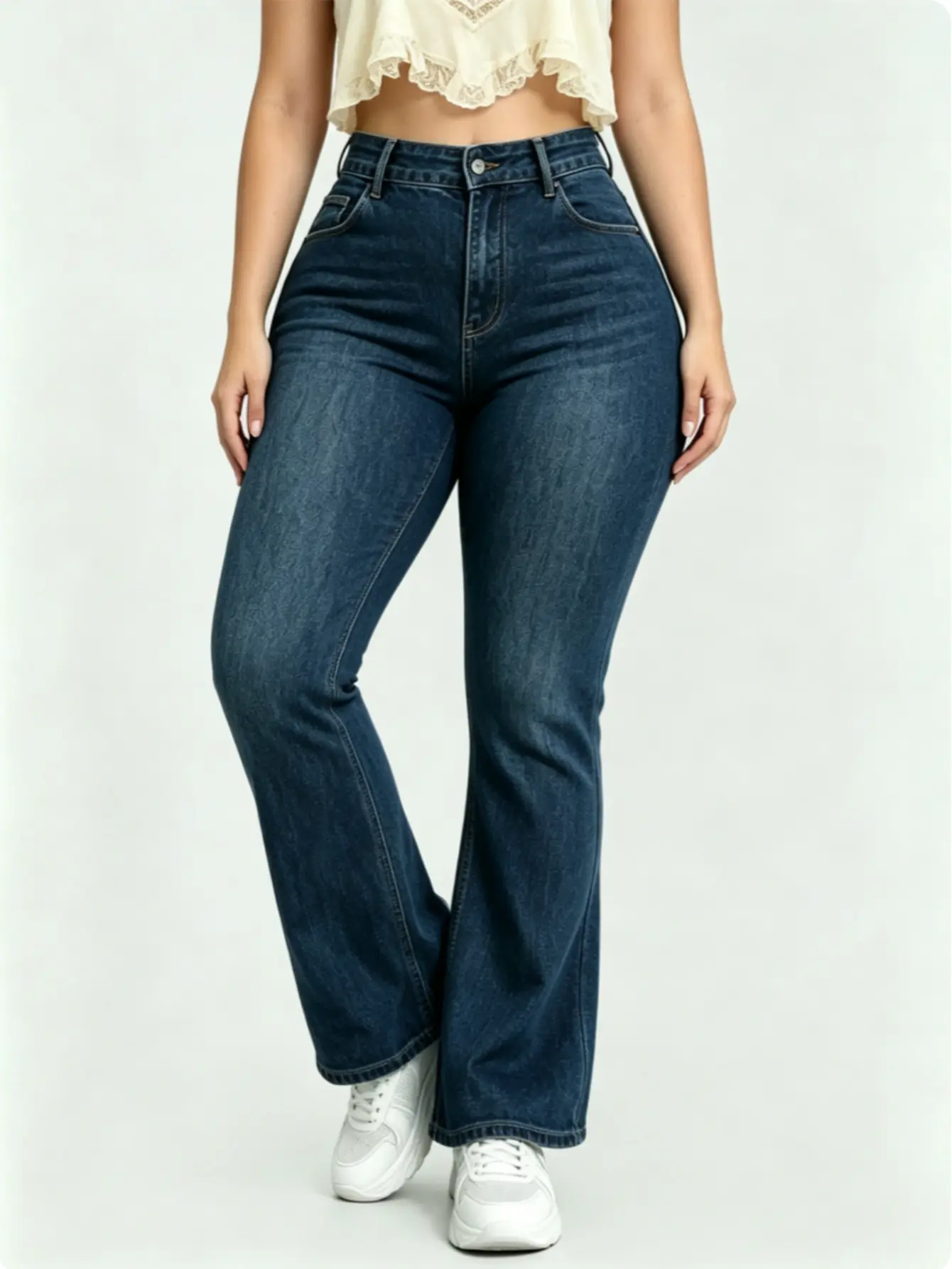 Plus Size Stretchy Jeans for Women, High Waisted Flare Leg Bootcut Denim with a Flattering Fit and Pockets, Bottoms, Plussize, Flare Pants Jeans