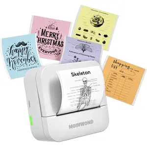 Mini Sticker Printer for Learning Assistance, Scrapbook Supplies, Journal, Study Notes with Sticker Paper, White