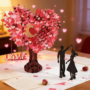Pop Up Anniversary Card 3D Valentine's Day Card with Love Tree & Hearts Wedding Card for Wife Husband or Couple Romantic Gift for Anniversary Valentine's Birthday 6x8 inch
