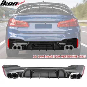 2021-2023 BMW G30 CF Print Rear Diffuser MP Style+ Black Quad Exhaust