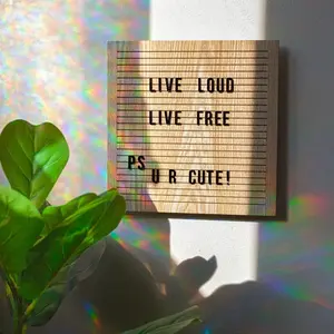 10x10 Inch Wood Letter Board with 144 Black Letters – Customizable Message Sign, Motivational Quotes, Home or Office Décor, Repositionable Letters