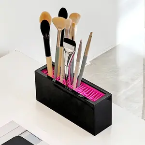 Makeup Brush Holder Organizer Silicone Ventilate Air Drying Rack Horizontal Box Full Size Eyeliner Paint Pen Upright Container