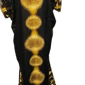 Baati Dress with Gold Circular Patterns on Black Fabric
