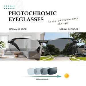 Photochromic Polarized Sunglasses - Rapid Color Change when exposed to Ultraviolet Light, Retro Half Metal Frame, Blue Light Filter, Sport Style,for Outdoor Outings