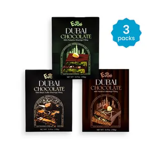 Evae Dubai Chocolate with Pistachio, Black Truffle or Hazelnut Shavings Filling Evae Dubai Chocolate with Pistachio, Black Truffle or Hazelnut Shavings Filling