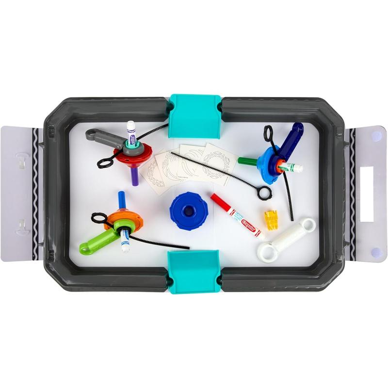 Colourwhirls Battle Arena Art Game, DIY Gyro Spin Art Toy, 4 Battling Spinning Top Toys, Birthday, Holiday for Kids, Ages 6+