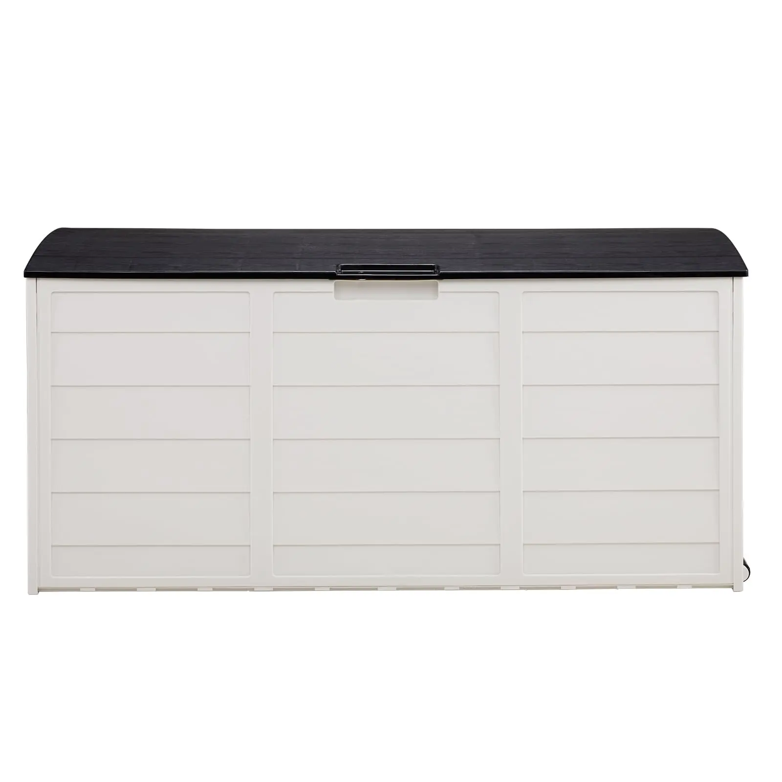 75 Gallon Outdoor Storage Box, Lockable Plastic Storage Containers with Lid, Patio Deck Box Furniture for Garden, Pool, Balcony, Yard (White)