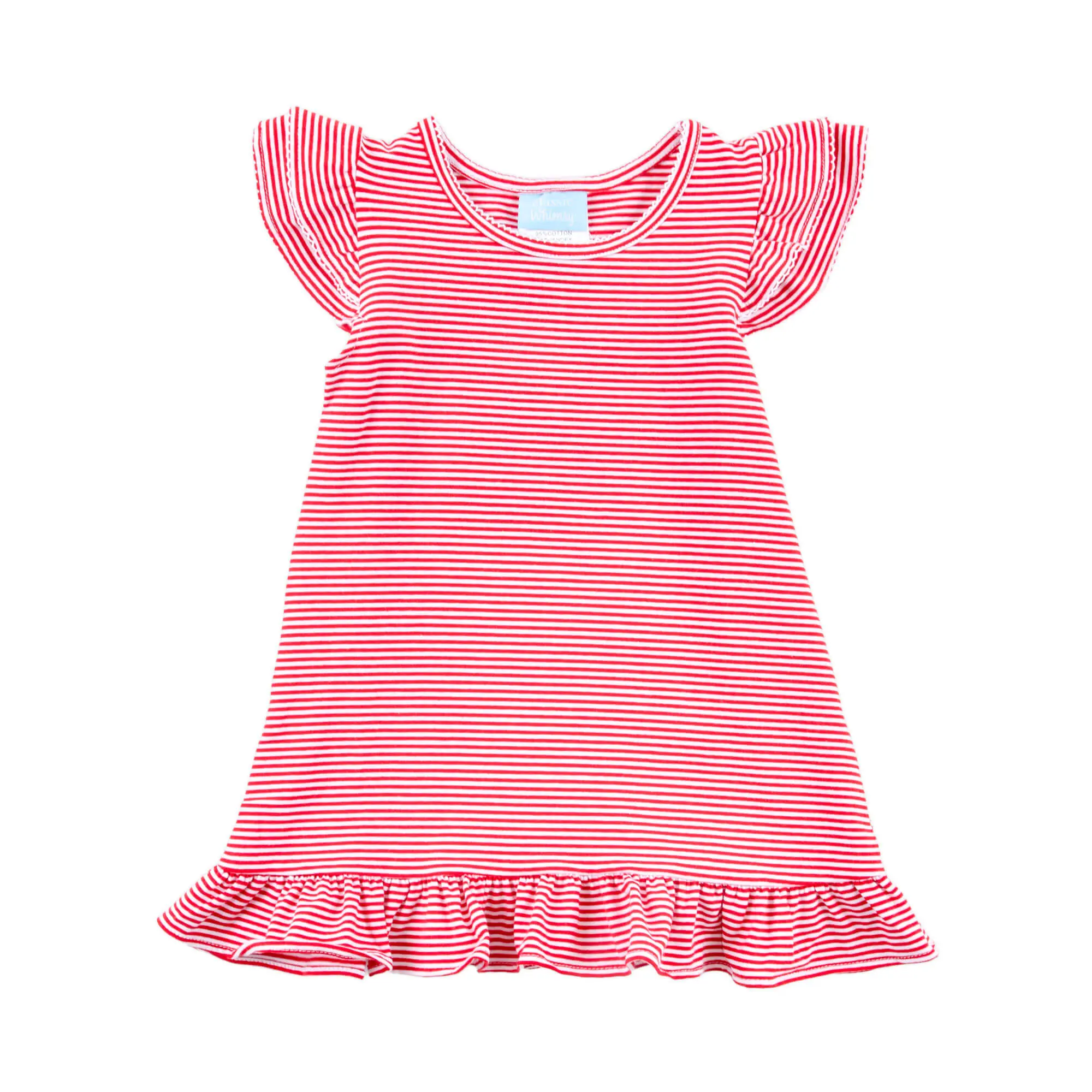 Red Stripe Ruffle Milly Dress - Casual Knit Girls Dresses