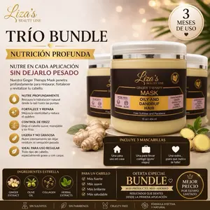 Liza's Beauty Line Nutritive Haircare Mask - Ginger Therapy for Oily & Dandruff Hair - 3-Month Bundle - Deep Nutrition & Frizz Control - Sulfate-Free