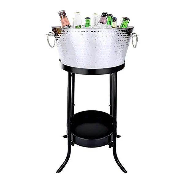 Anchored Beverage Tub Insulated with Stand in Stainless Steel 26-inch | BREKX Stylish Drinkware Matte Black