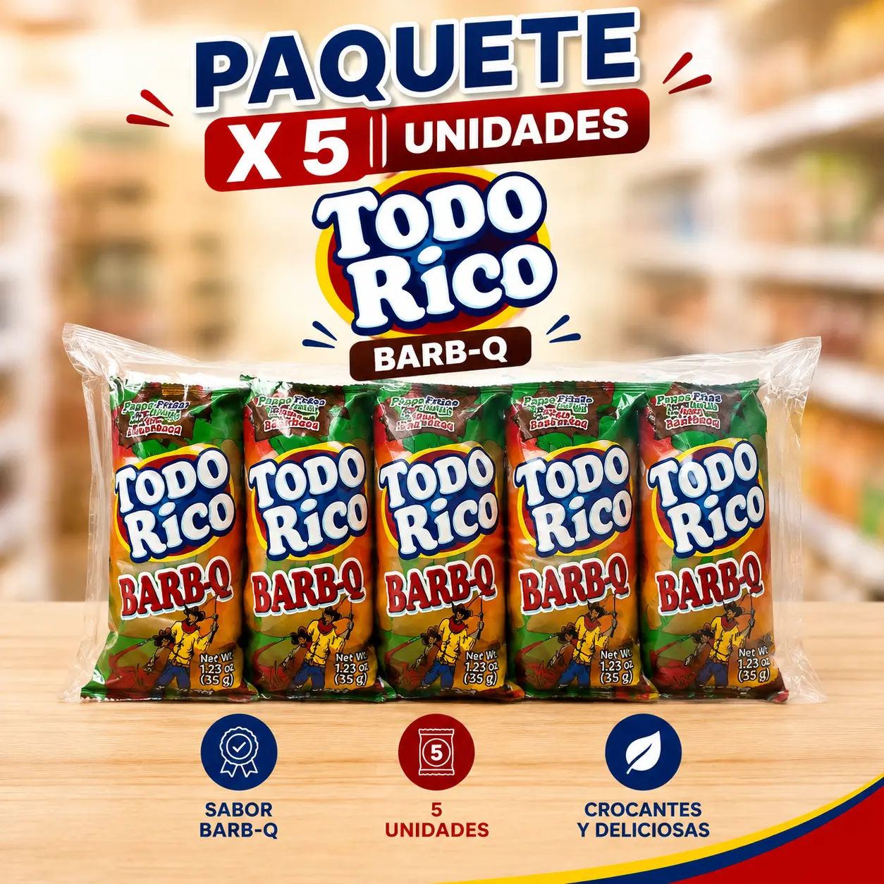 TODO RICO BARB-Q PAQUETE X5 UNIDADES.