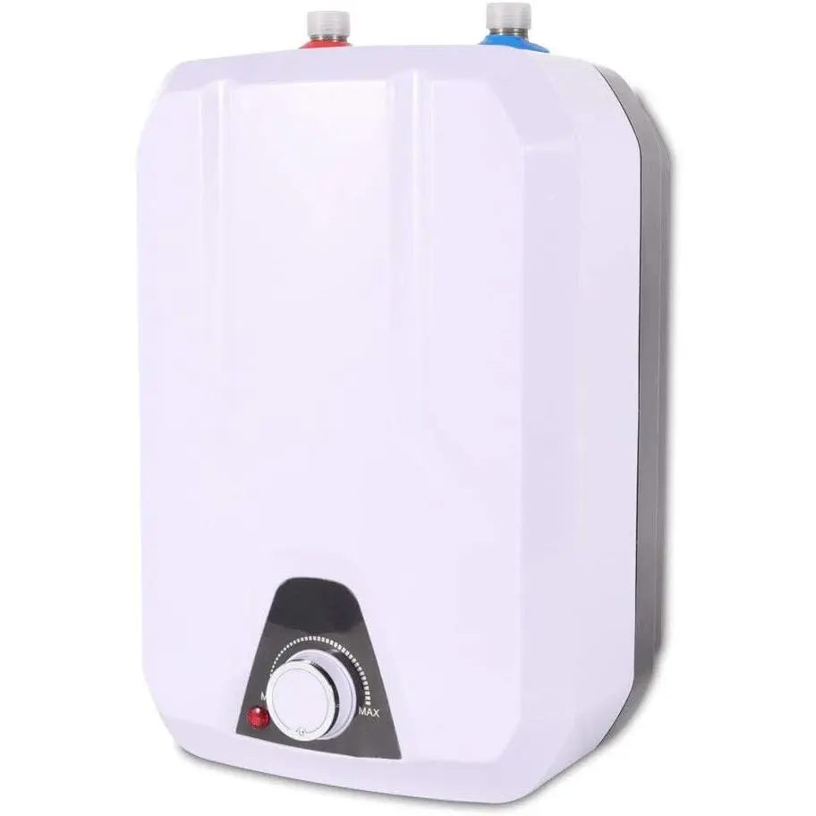 1500W 8L Vertical Compact Fit Corded Electric Water Heater, 110V 50Hz US Standard Plug - 0.88m Cord, 5-10min Fast Heating, IPX4 Waterproof, Stainless Steel, Safety Protections, for Indoor Home Limited Space Daily Washing Bathrooms