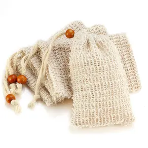 8 Pack Soap Bag Natural Sisal Soap Saver Bag Pouch Mesh Waste Exfoliating Foaming and Drying Soap Holder for Shower Bath Personal