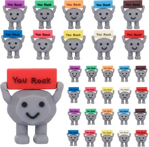 60 Pcs You Rock Mini Figures Mini You Rock Stone Figurines Tiny Positive Decorations Miniature Birthday Encouragement Motivational Gifts for Teacher Coworker Staff (60, Multicolor)