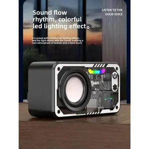 Hi-Fi 3D Sound Bluetooth Speaker with Transparent Mecha LED Light TF Card Support for Enhanced Audio Experience Immersive Sound & Visual Appeal