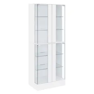 Cabra 4-door LED Curio Display Cabinet White High Gloss