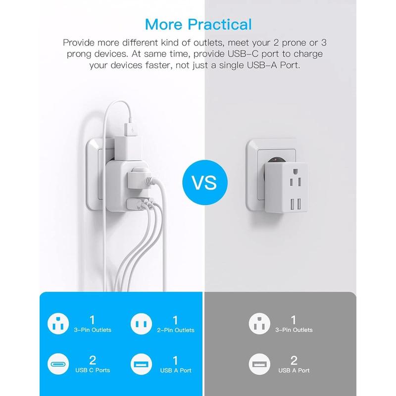 SQ-APT017 European Travel Plug Adapter for International,  Italy Spain Power Adapter 2 Outlets 2 USB C Ports, Type C Adapter Travel Cruise Essentials for US to Most Europe France Germany EU, 2 Pack