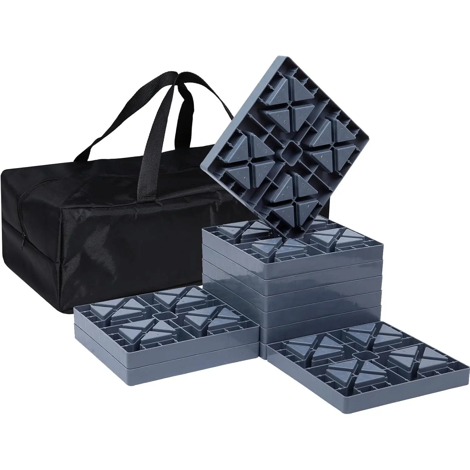 RV Leveling Blocks, Heavy Duty Camper Blocks and Interlocking Design,Camper Levelers 10 Pack with Packing Bag Carrying (Gray)