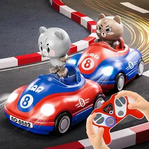 Remote Controlled Car from 2 Years, 2 Pieces RC Bumper Cars with Music and Light, 2.4 GHz Car Scooter Remote Controlled Children with 2 Batteries 50 Minutes, Car Toy from 2 Years, Gifts 2 3 4 Years