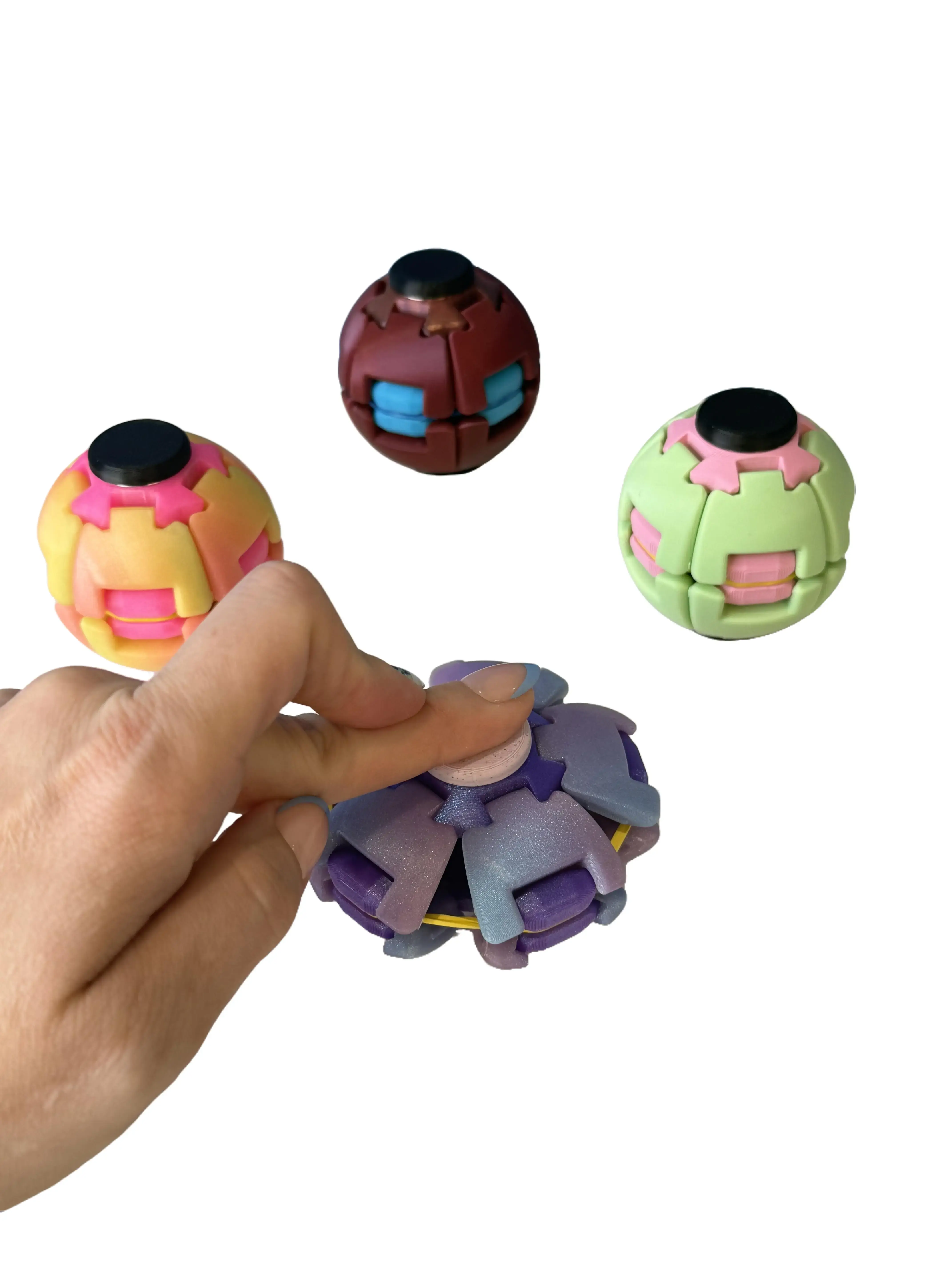 Press-to-Spin Transforming Fidget Ball Stress Relief Press-to-Spin Transforming Fidget Ball Stress Relief
