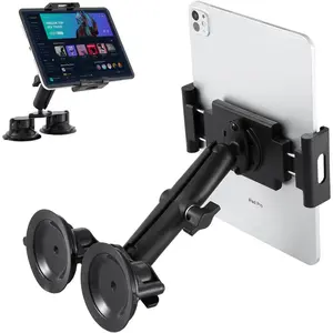 Tablet Holder with Dual Suction Cup Base for  /Boat Windshield, Tablet Stand Fits iPad Air 13", iPad Pro 12.9" and Other 4.7-15" Tablets, Mount on Window Bathroom Mirror