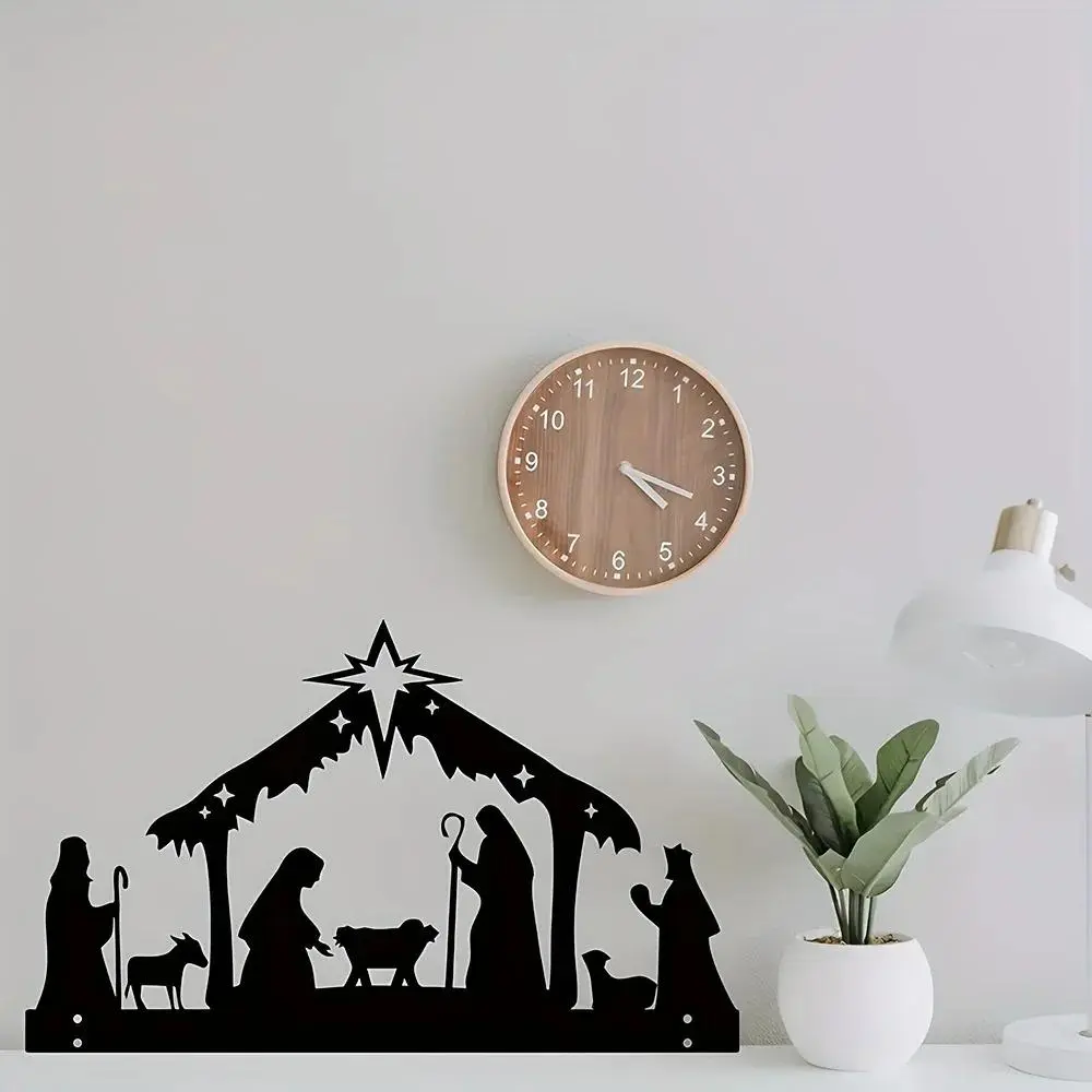 Outdoor Nativity Scene Projection Light, Weatherproof Christmas Eve Metal Ornament for Garden, Yard & Patio, Sacred Night Ambiance Decor