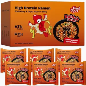 Healspot High Protein Spicy Buldak Noodles, Dry Tossed Ramen, 30g Plant-Based Protein, Low Fat, Low Carb, Non GMO, Keto Friendly & Plant Based (6 packs)