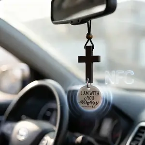 CrossBible Verse Car Rearview Hanging Cross Ornament, Daily Encouragement, Christian Accessories for Vehicle