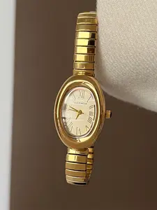 Fashionable Retro Design Women's Watch, Casual Quartz Analog Dial, Metal Case, Buckle Closure, Geometric Pattern, Perfect Gift