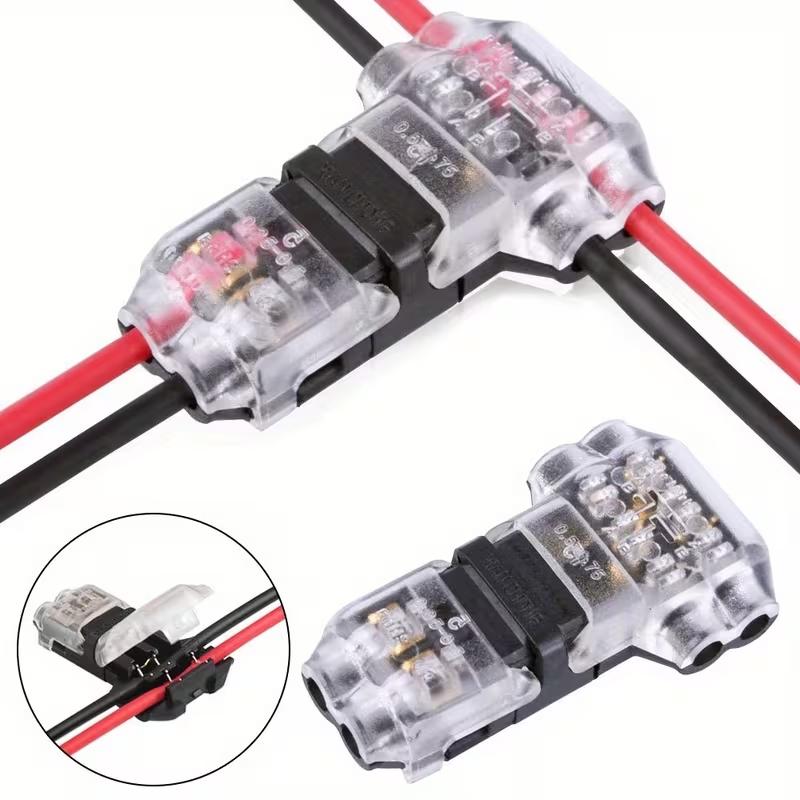 T2 Quick Connector, T Type 2 Pins Wire Splice Connectors, Solderless No Stripping 3 Way Wire Connectors, Durable Reliable Connectors for LED Strip Automotive，tiktok shop deal-YY