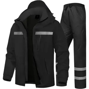 Men's Rain Suit High Visibility Work Rain Jacket Pants for All Sport Farm Fishing Motorcycle