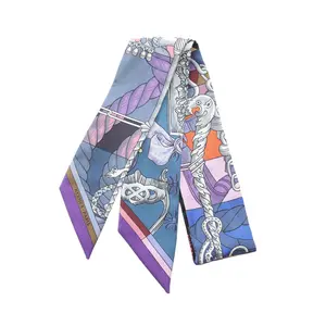 Pre-owned HERMÈS Silk Small Leather Goods Hermes Twilly Cavalleria dEtriers scarf