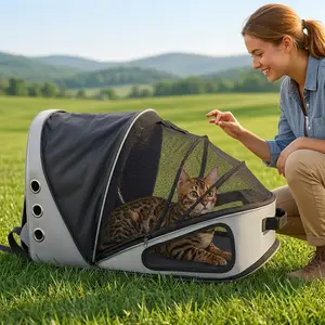 Expandable  Carrier with Sanctuary Design, Low-Stress 3X Space Outdoor Pet Backpack Suitable for Small Dogs & Medium  Up to 18 Lbs, Cat in a Bag Travel Carrier, Gift for Hiking Travel  People