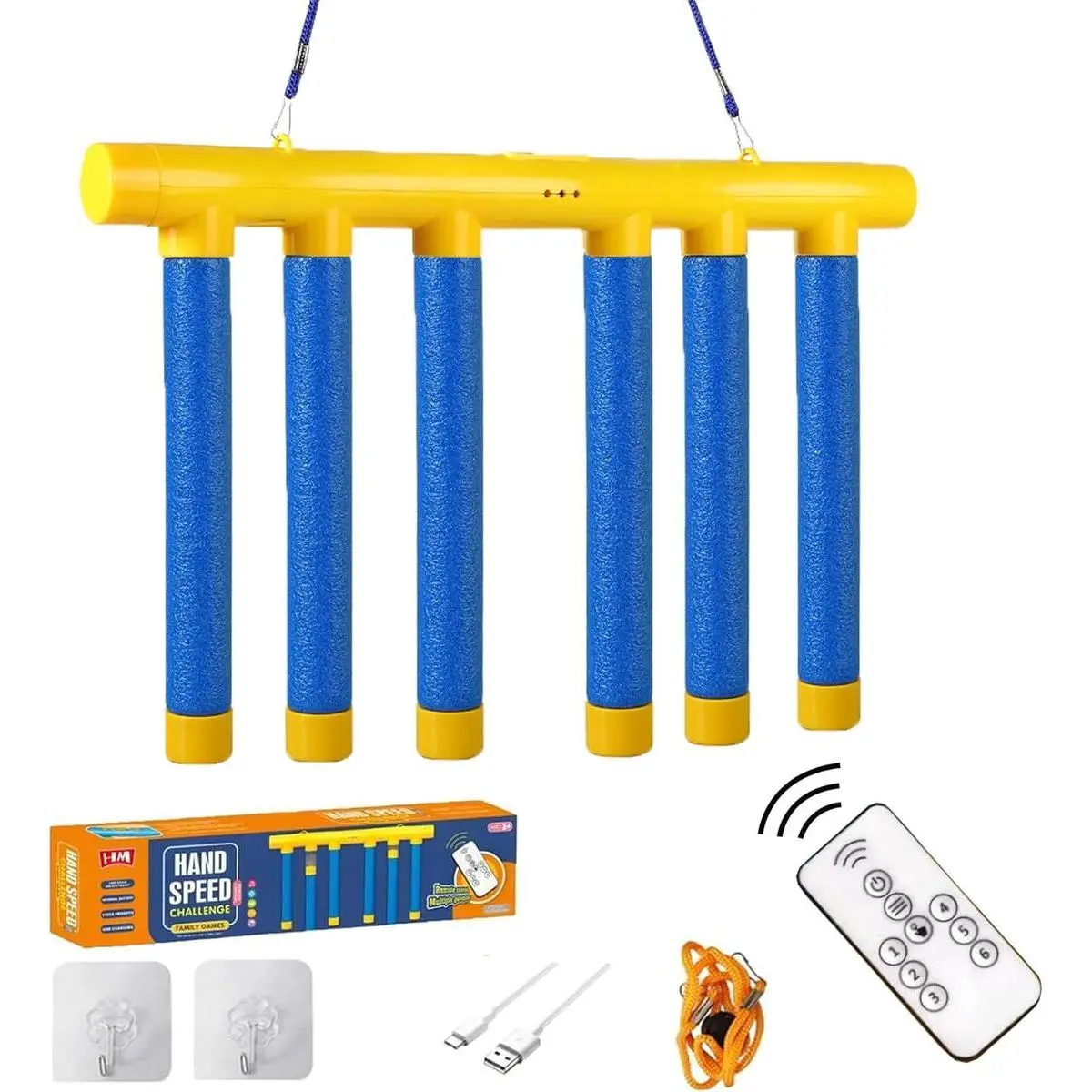 Reflex Challenge Game - Hand-Eye Coordination Training Toy with 3 Adjustable Speed Settings, Upgrade Remote Control & Catching Sticks Game
