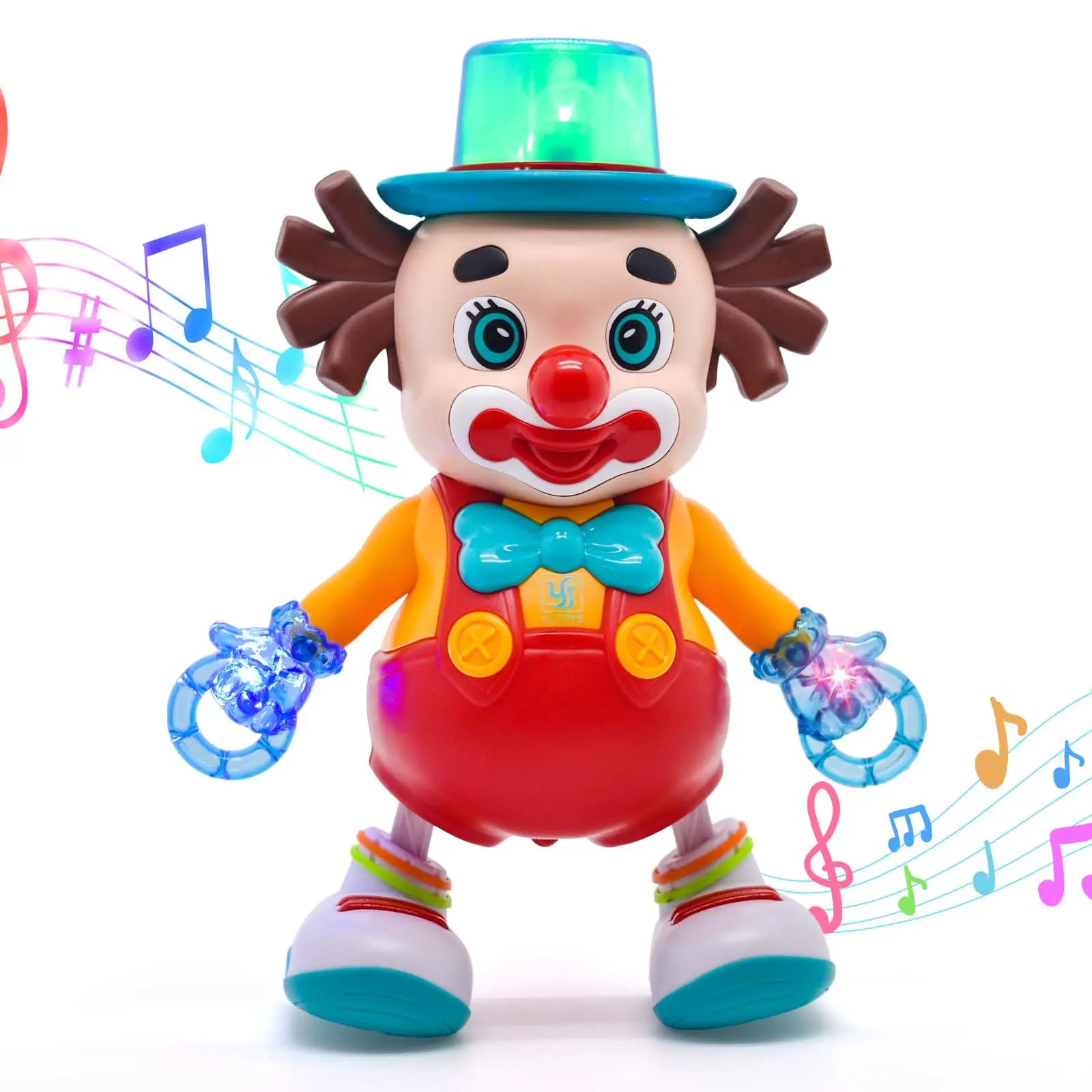 Light Up Dancing Singing Baby Sensory Toys with LED Lights & Music Sounds, Funny Electric Clown Toy, Birthday Christmas Gifts for Toddlers Boys Girls Kids