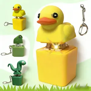 Lizard / Frog / Duck Keychain with Realistic Sound Fidget Toys,Rechargeable Lizard Anxiety Relief Keychain Button Toy with Colorful Light & Sound, Fun Portable Anxiety Relief Toy, Adults Keyboard Clicker