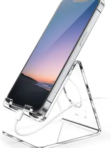 Cell Phone Stand, Desk Accessories - Clear Office Cell Phone Holder, Acrylic Phone Stand, Desktop, Acrylic Office Desk Decor Accessories, Suitable for iPhone, 4-8'' Phone, Gifts