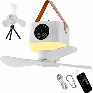 USB Timed Ceiling & Standing Mini Fan with LED Light, Portable Desktop & Hanging Fan for Office, Bedroom, Dorm & Travel