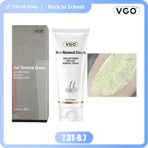 VGO Body Care Hair Removal Cream - 2024 Upgrade 99.8% Efficiency Single Item, 120ml Tube, Painless Gentle for All Skin Types, Irritation-Preventing Unique Formula, Wipe-Off for Arms/Legs Use, Silky Smooth Skin Result,summervibes