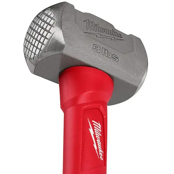 3 lbs Fiberglass Drilling Sledgehammer, Heavy-Duty Hand Tool for Construction, Demolition Tasks
