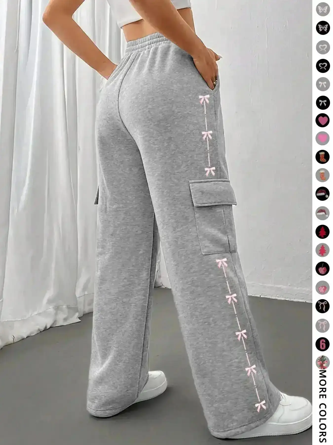 Women's Loose Long Trouser Pants Thick Casual Womenswear Fashion Streetwear Dance Schoolgirl Youth Holiday Natural Fit Versatile Quality Personality Outdoor City Style Bowknot warm weather easy care